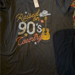 Maurices Black Graphic Tee with Multicolor Print